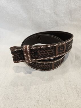 NWOT Western John Deere Brown Leather Belt Size 38-40 Interchangeable Buckle